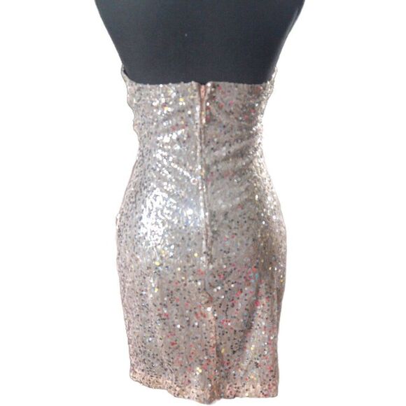 Windsor Strapless Pink Sequin Mini Dress Size 3 - Picture 3 of 4